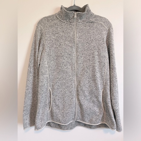 Eddie Bauer Heathered Taupe/Grey Full Zip Pullover - Picture 6 of 6